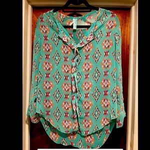 Turquoise Aztec Print unique blouse